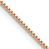 14K Rose Gold 0.95 mm Box Chain Necklace, Polished detail view