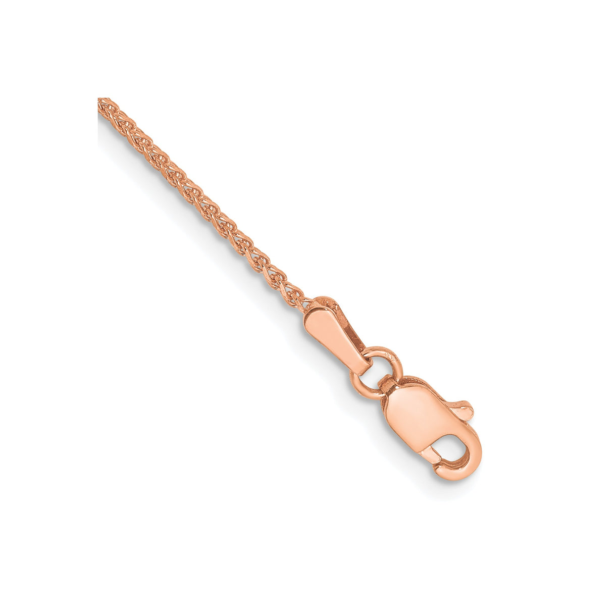 14K Rose Gold 1.25 mm Polished Chain Bracelet, Solid