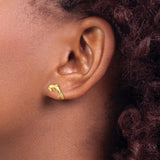 14k Yellow Gold Dolphin Stud Earrings, Polished Jumping Dolphin Design, Ocean-Inspired Jewelry