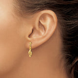 14k Yellow Gold Treble Clef Dangle Earrings, Music Note Design for Women