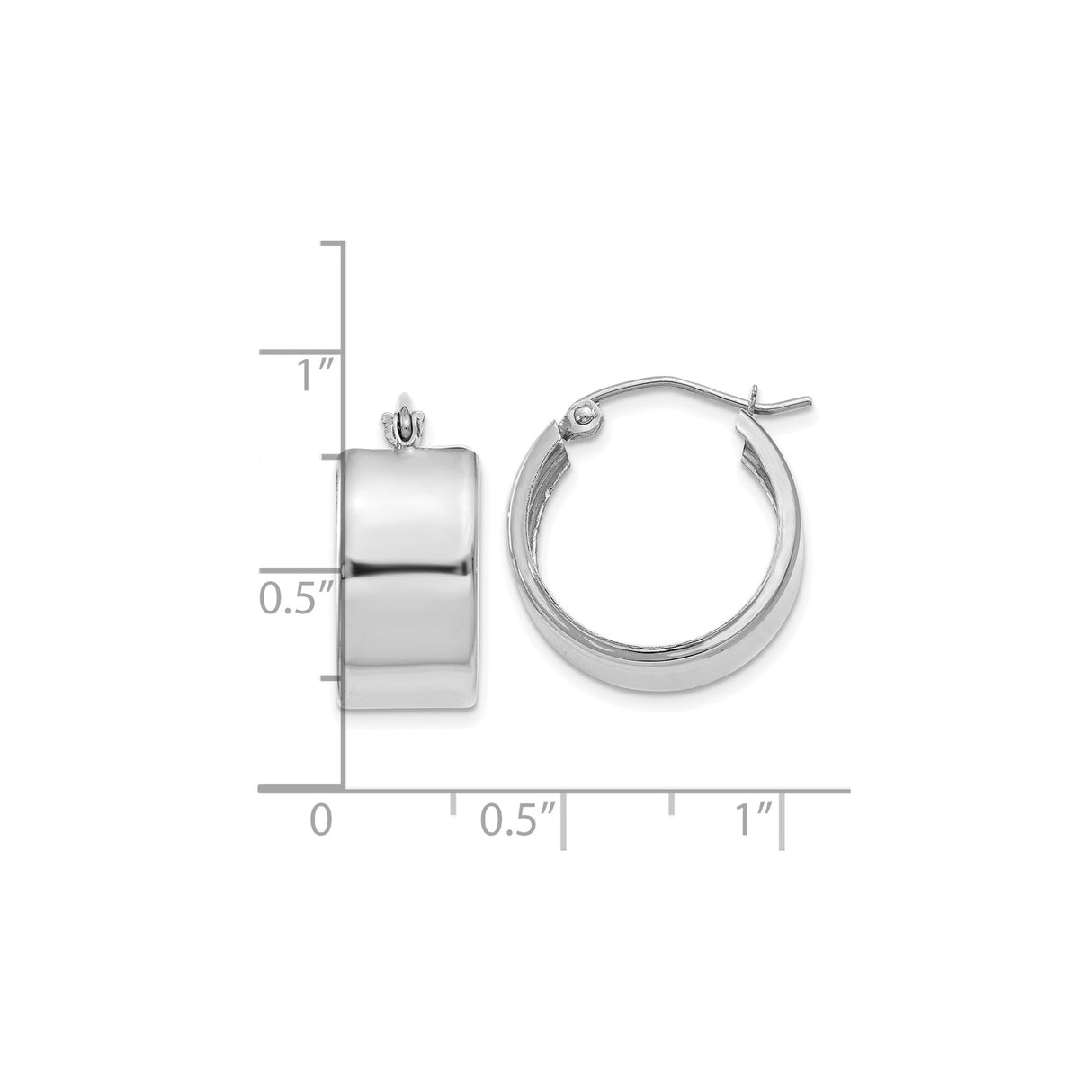 14k White Gold Hoop Earrings, Classic Round Design with Polished Finish, Lightweight and Minimalist