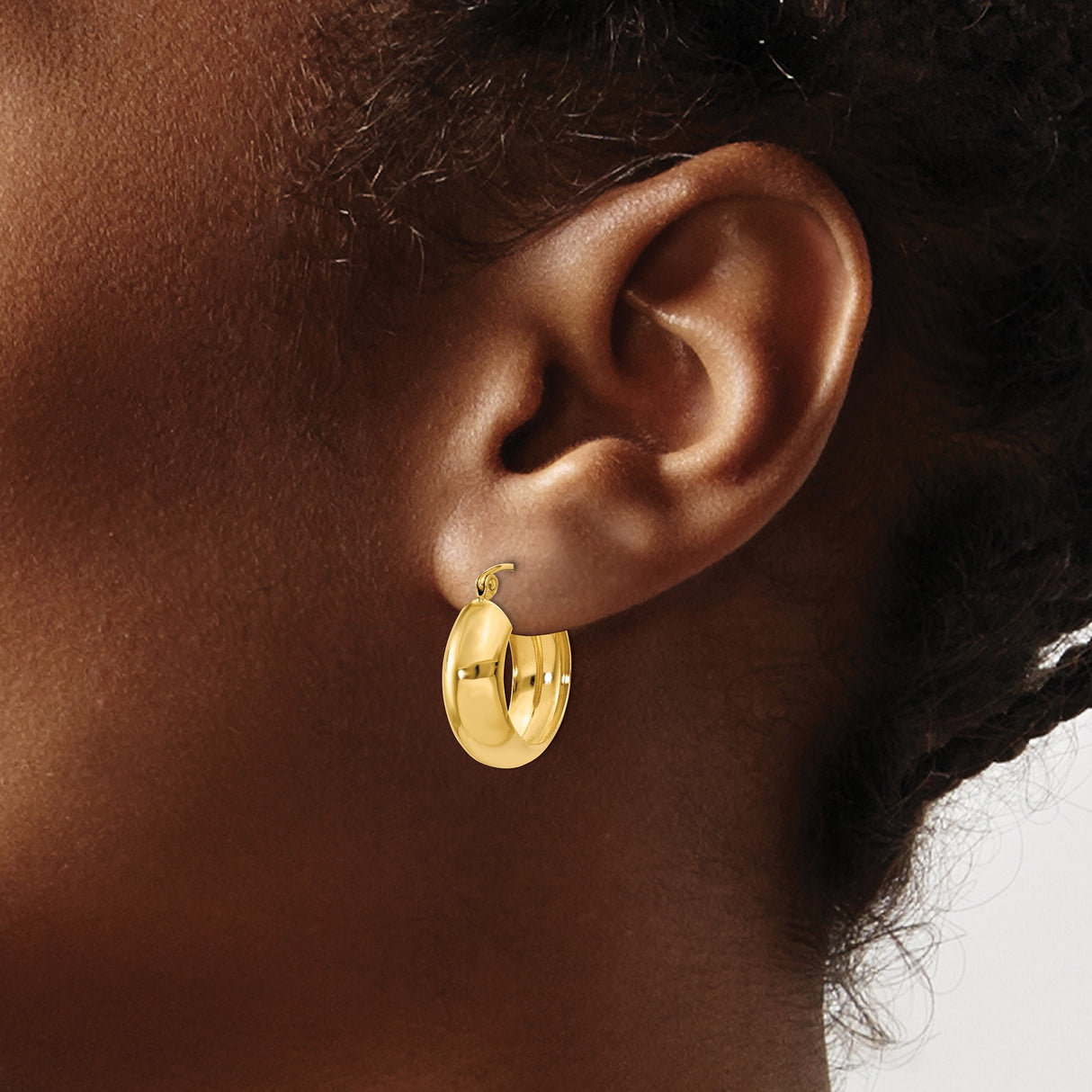 14k Yellow Gold Hoop Earrings, Classic Rounded Design with High Polish Finish