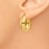 14k Yellow Gold Hoop Earrings, Smooth Polished Finish, Classic Round Design, Latch Back Closure