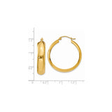 14k Yellow Gold Hoop Earrings, Classic Polished Round Design, Minimal Timeless Style