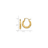 14k Yellow Gold Hoop Earrings, Twisted Hollow Style with Polished Finish for Women