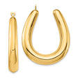 14k Yellow Gold Horseshoe Hoop Earrings with Heart Latch Closure, High Polish Finish