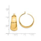 14k Yellow Gold Hoop Earrings, Classic Tapered Design, High Polish Finish, Minimalist Style for Women