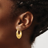 14k Yellow Gold Crescent Hoop Earrings with Hammered Textured Finish, Bold Puffed Style