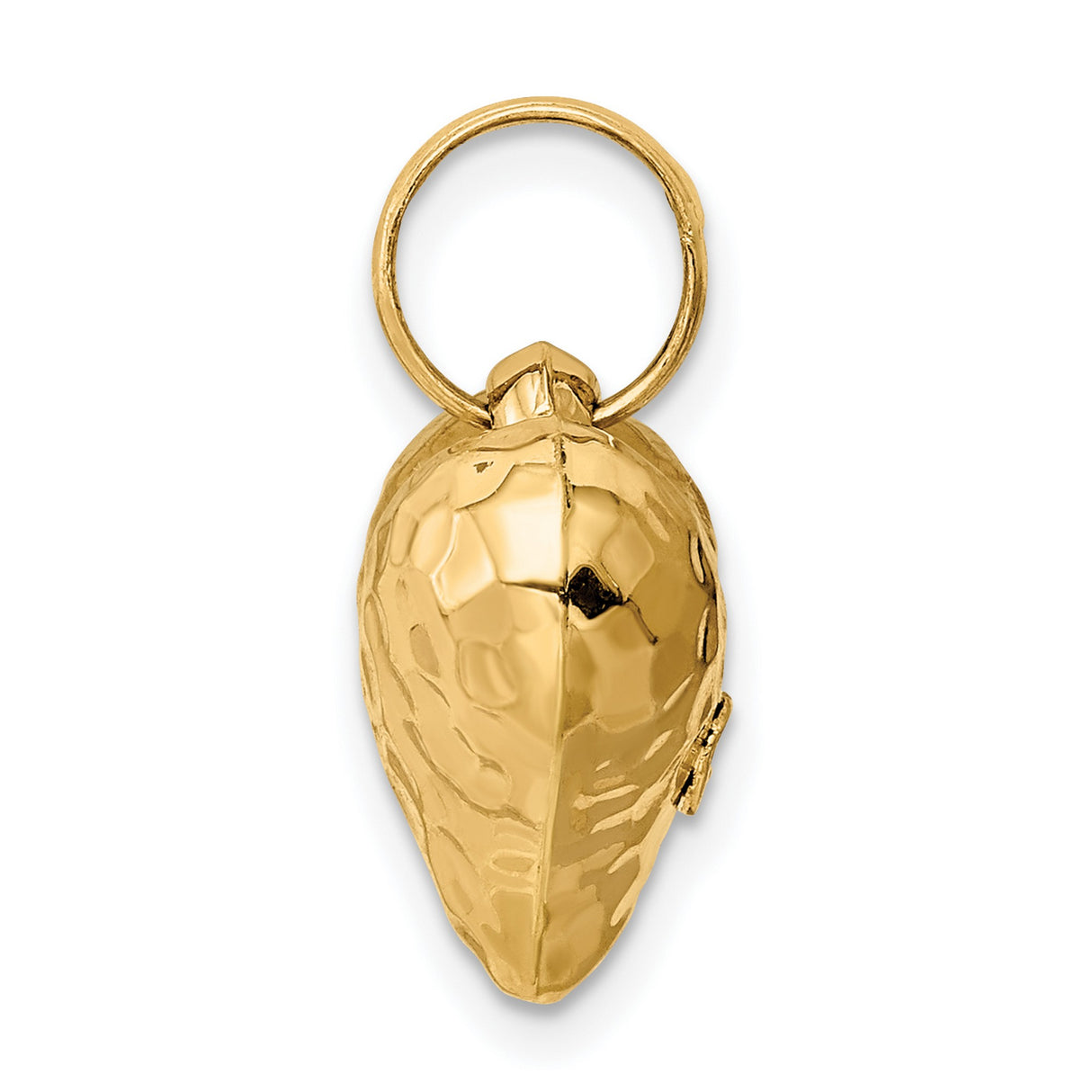 14k Yellow Gold Heart Pendant with Hammered Finish, Puffed Minimalist Design for Women