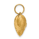 14k Yellow Gold Heart Pendant, Puffed Hammered Texture Charm, Symbol of Love for Women