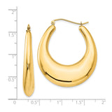 14k Yellow Gold Crescent Hoop Earrings, Bold Polished Puffed Design for Women