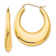 14k Yellow Gold Crescent Hoop Earrings, Bold Polished Puffed Design for Women