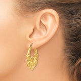 14k Yellow Gold Claddagh Hoop Earrings, Traditional Irish Heart Crown Hands Design for Women