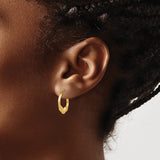 14k Yellow Gold Hoop Earrings with Ram Head Design, Aries Zodiac Animal Motif for Women