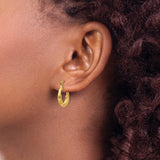14k Yellow Gold Hoop Earrings with Sculpted Feather Motif, Vintage Textured Design