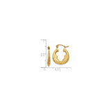 14k Yellow Gold Hoop Earrings with Sculpted Feather Motif, Vintage Textured Design