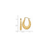 14k Yellow Gold Hoop Earrings with Twisted Braided Rope Design and High Polish Finish