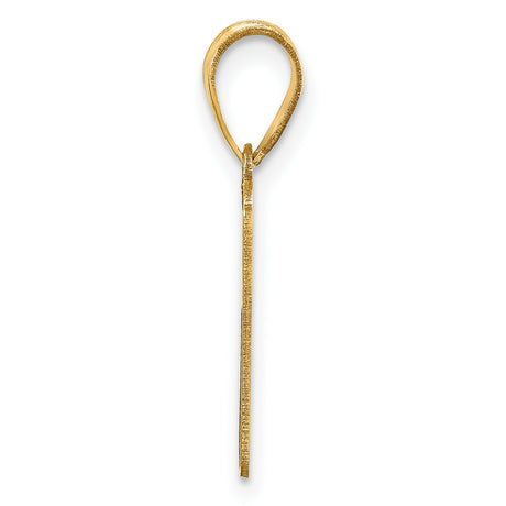 14k Yellow Gold Number One Pendant, Polished Outline Numeral Charm, Unisex Sports and Achievement Theme