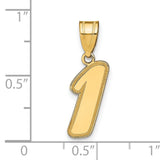 14k Yellow Gold Number One Pendant, Polished Outline Numeral Charm, Unisex Sports and Achievement Theme