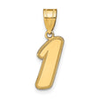 14k Yellow Gold Number One Pendant, Polished Outline Numeral Charm, Unisex Sports and Achievement Theme