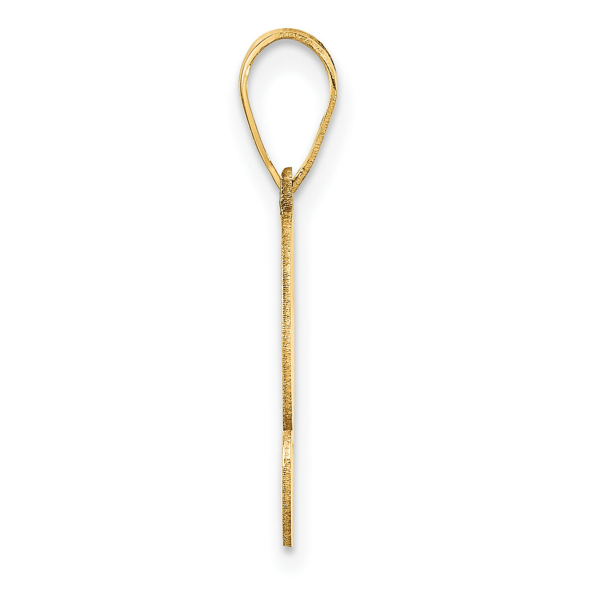 14k Yellow Gold Number 2 Pendant Charm, Polished Curved Font, Unisex Design