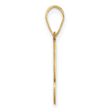 14k Yellow Gold Number 2 Pendant Charm, Polished Curved Font, Unisex Design