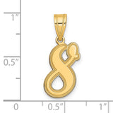 14k Yellow Gold Script Initial S Pendant with Raised Border Detail