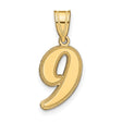 14k Yellow Gold Number 9 Pendant with Polished Finish and Beveled Edges