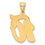 Brushed Border Script Number 10 Charm Pendant in Real 14k Yellow Gold