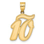 Brushed Border Script Number 10 Charm Pendant in Real 14k Yellow Gold