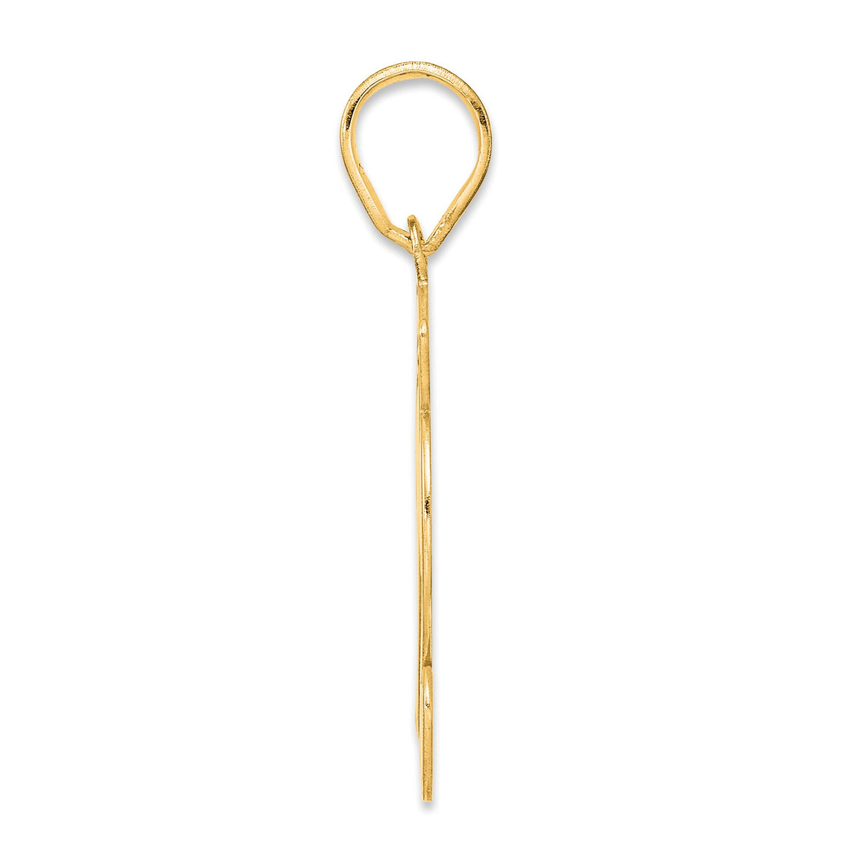 Brushed Border Script Number 12 Charm Pendant in Real 14k Yellow Gold