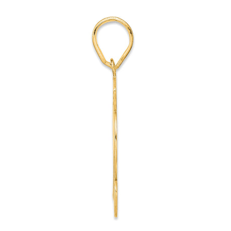 Brushed Border Script Number 12 Charm Pendant in Real 14k Yellow Gold