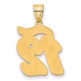 Brushed Border Script Number 12 Charm Pendant in Real 14k Yellow Gold
