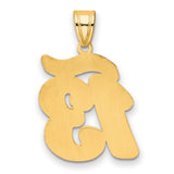 Brushed Border Script Number 13 Charm Pendant in Real 14k Yellow Gold