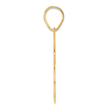Brushed Border Script Number 15 Charm Pendant in Real 14k Yellow Gold