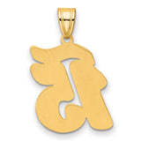 Brushed Border Script Number 15 Charm Pendant in Real 14k Yellow Gold