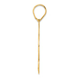 Brushed Border Script Number 22 Charm Pendant in Real 14k Yellow Gold