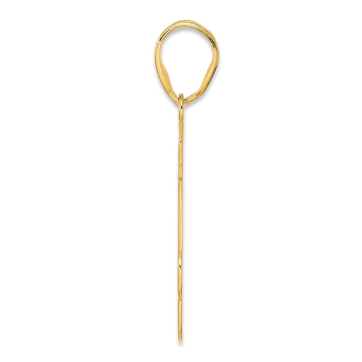 Brushed Border Script Number 24 Charm Pendant in Real 14k Yellow Gold