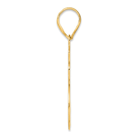 Brushed Border Script Number 25 Charm Pendant in Real 14k Yellow Gold