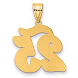 Brushed Border Script Number 25 Charm Pendant in Real 14k Yellow Gold