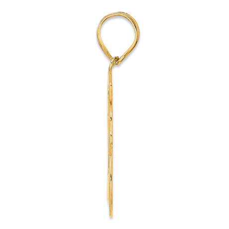 Brushed Border Script Number 28 Charm Pendant in Real 14k Yellow Gold