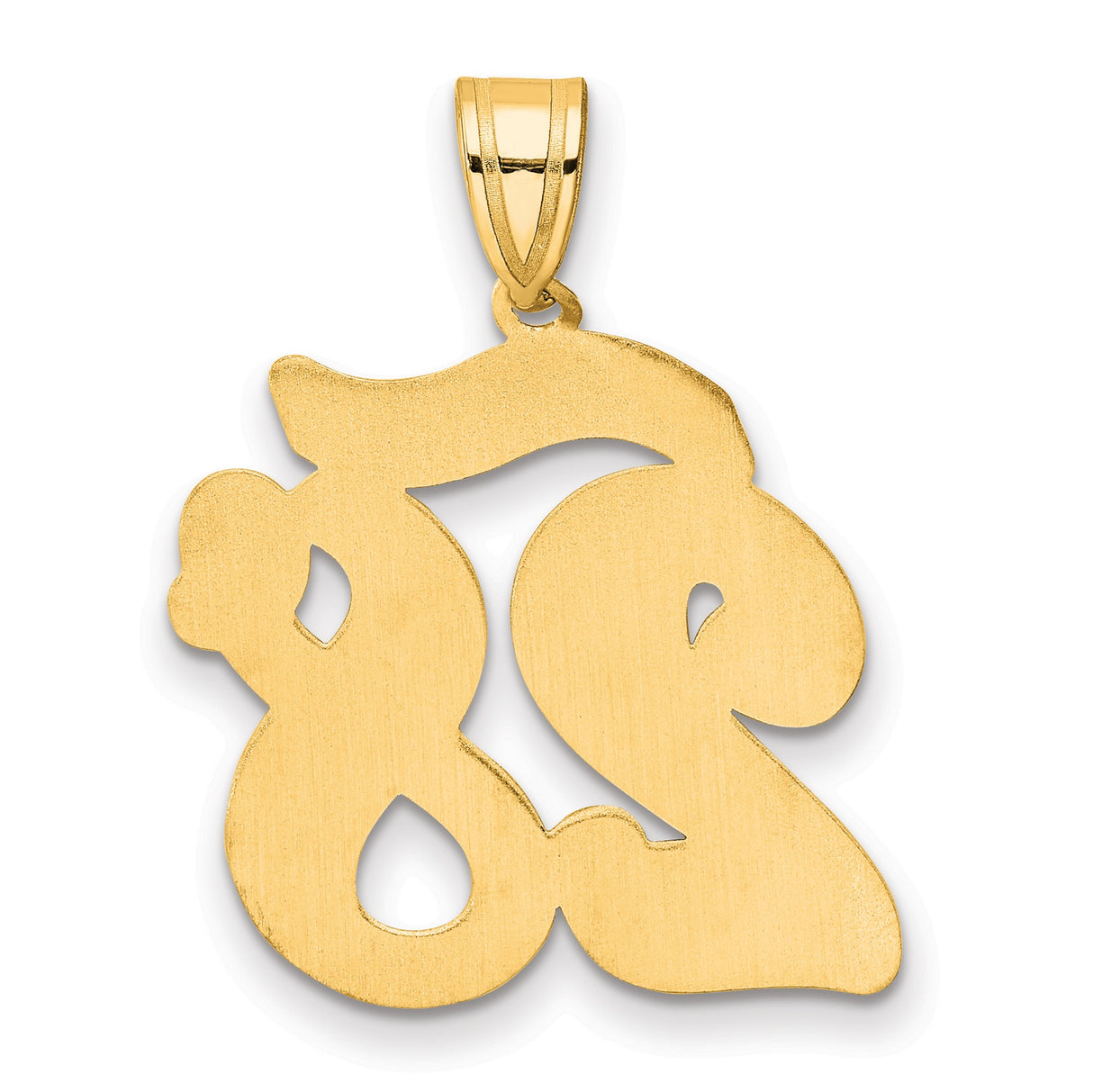 Brushed Border Script Number 28 Charm Pendant in Real 14k Yellow Gold
