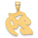 Brushed Border Script Number 29 Charm Pendant in Real 14k Yellow Gold