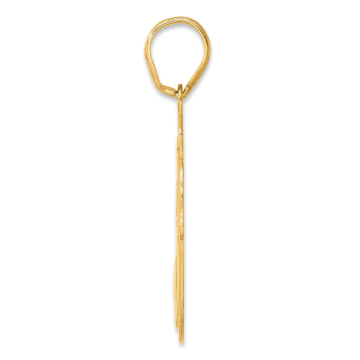 Brushed Border Script Number 30 Charm Pendant in Real 14k Yellow Gold