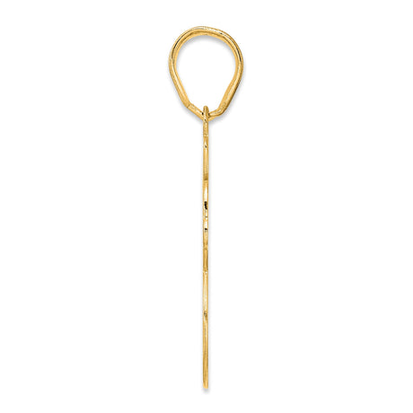 Brushed Border Script Number 38 Charm Pendant in Real 14k Yellow Gold