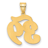 Brushed Border Script Number 39 Charm Pendant in Real 14k Yellow Gold