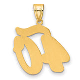 Brushed Border Script Number 40 Charm Pendant in Real 14k Yellow Gold