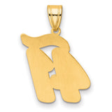 Brushed Border Script Number 41 Charm Pendant in Real 14k Yellow Gold