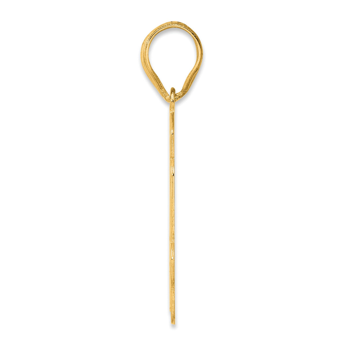 Brushed Border Script Number 44 Charm Pendant in Real 14k Yellow Gold