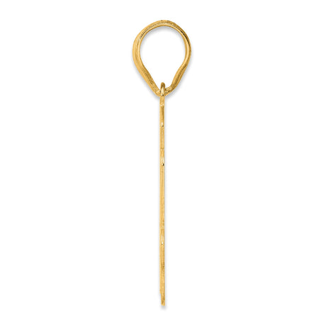 Brushed Border Script Number 44 Charm Pendant in Real 14k Yellow Gold